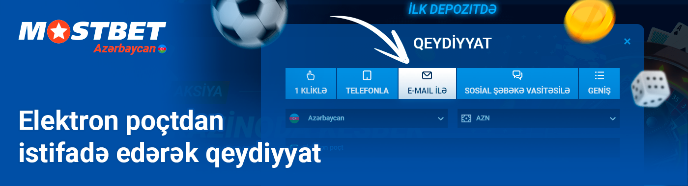 E-poçt vasitəsilə Mostbet-də qeydiyyat