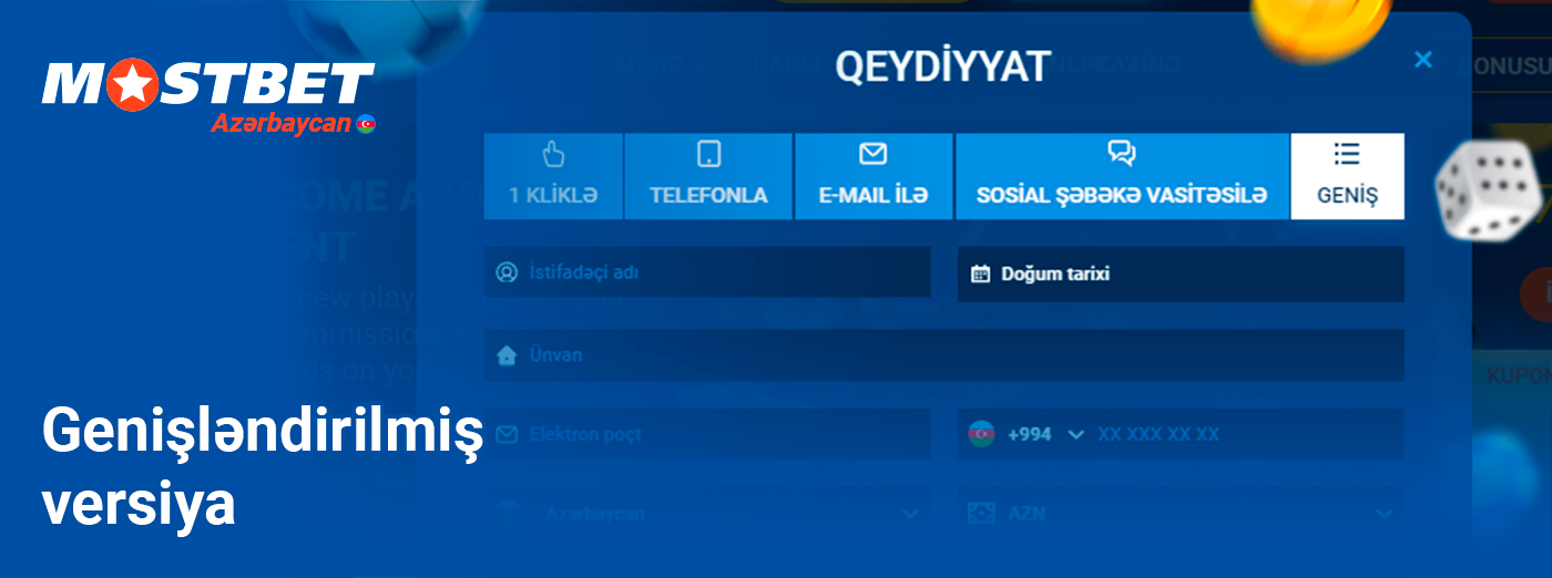 Tam qeyd - Mostbet AZ